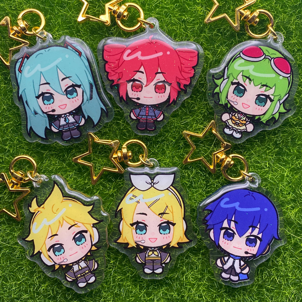 VOCALOID/SynthV Glitter Epoxy Keychains
