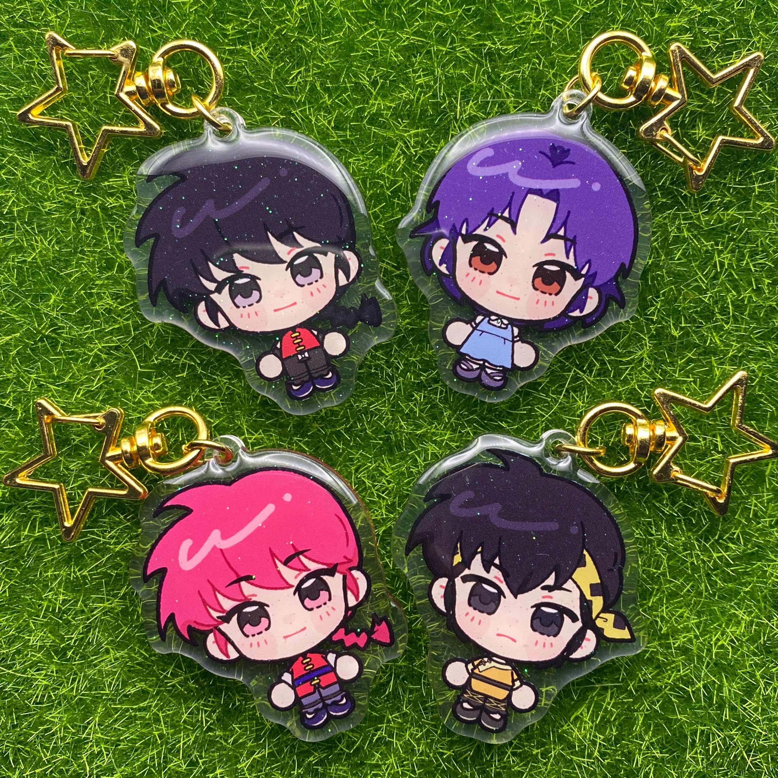 Ranma 1/2 Glitter Epoxy Keychains
