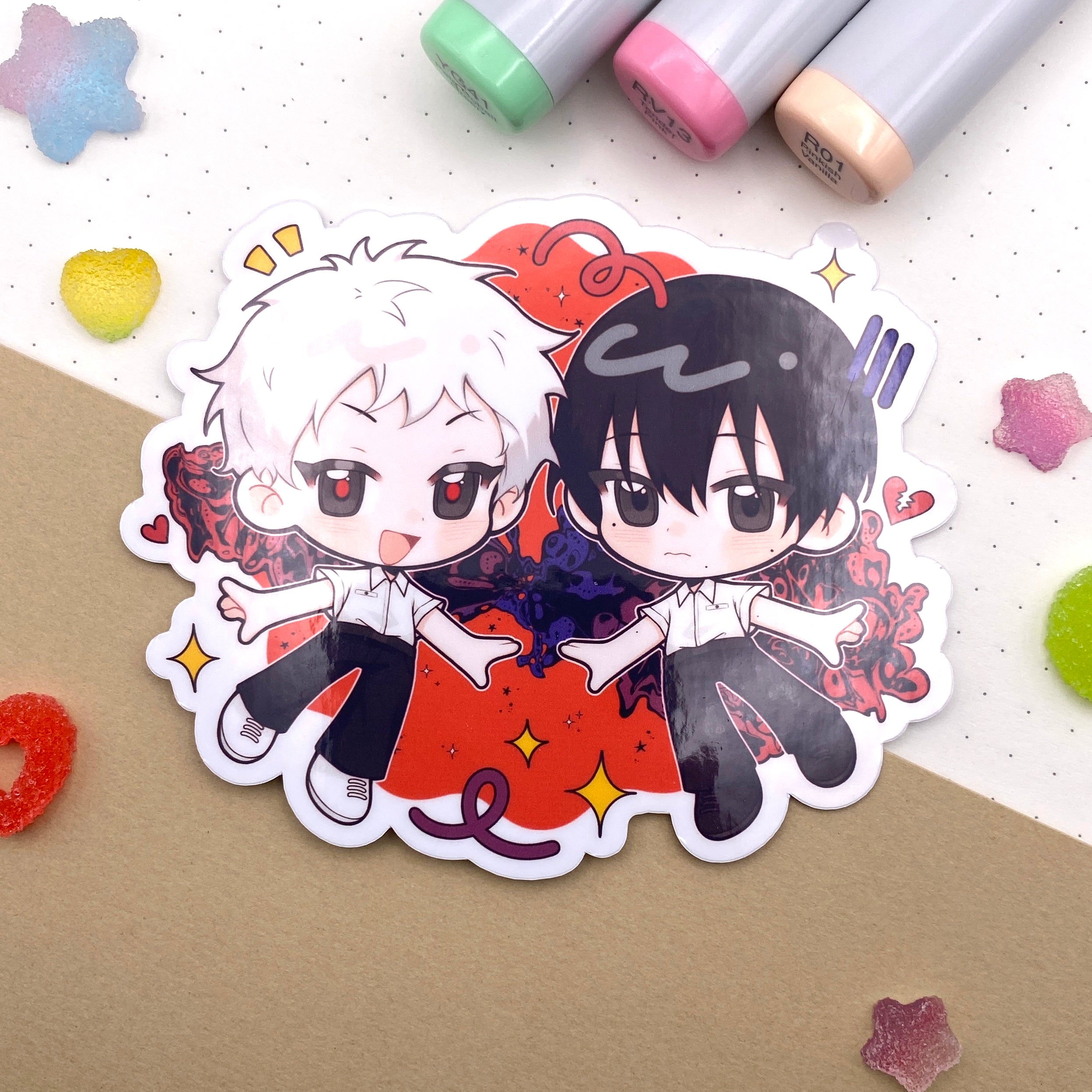 Hikaru and Yoshiki Vinyl Sticker